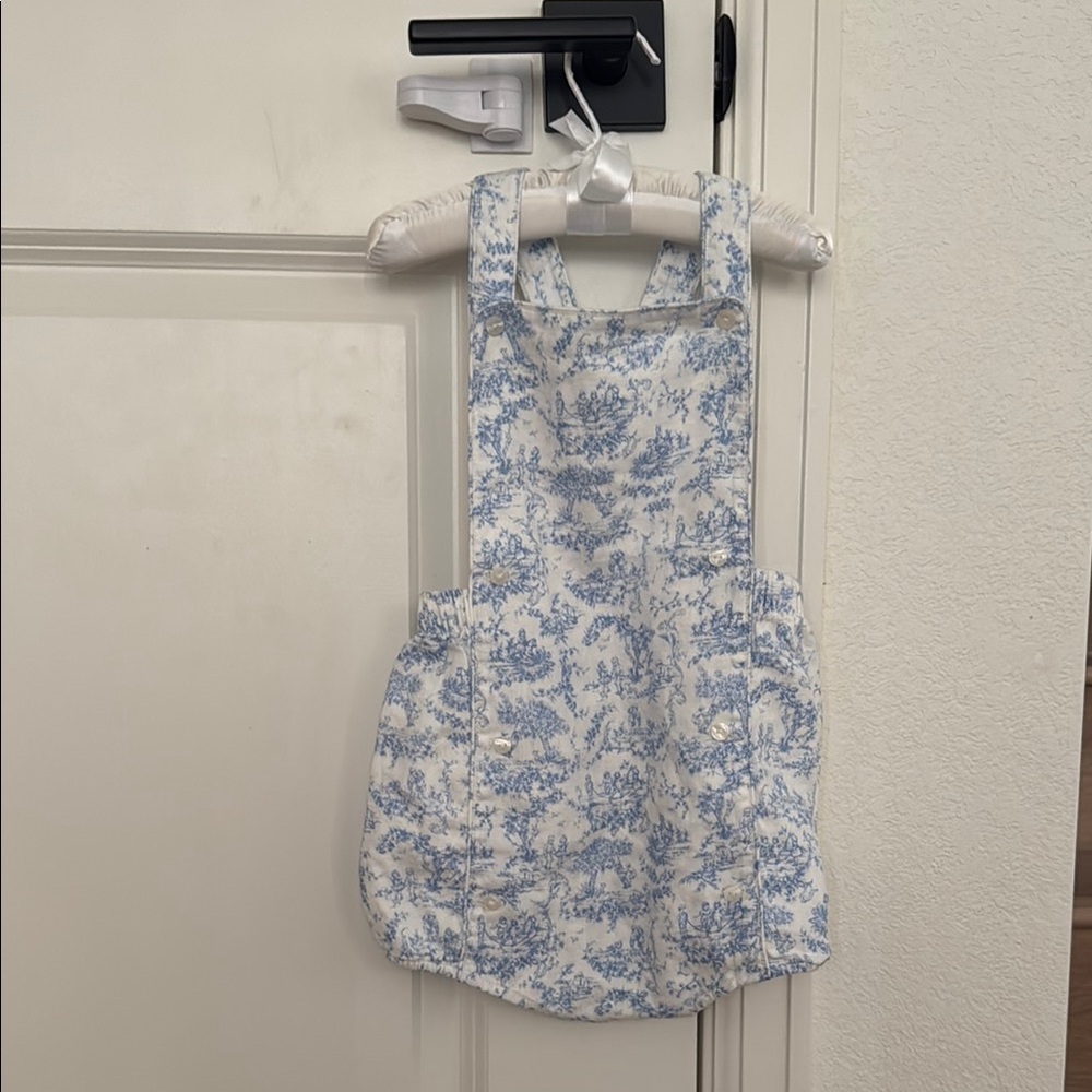 Ralph Lauren Blue and White Patterned Romper